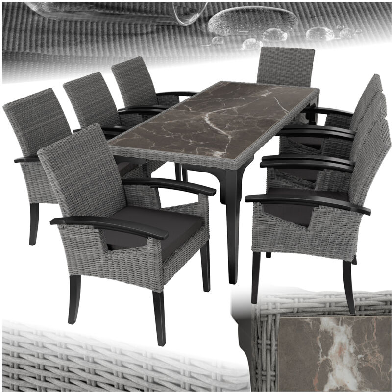 foto del prodotto set tavolo in rattan con 8 sedie grigio