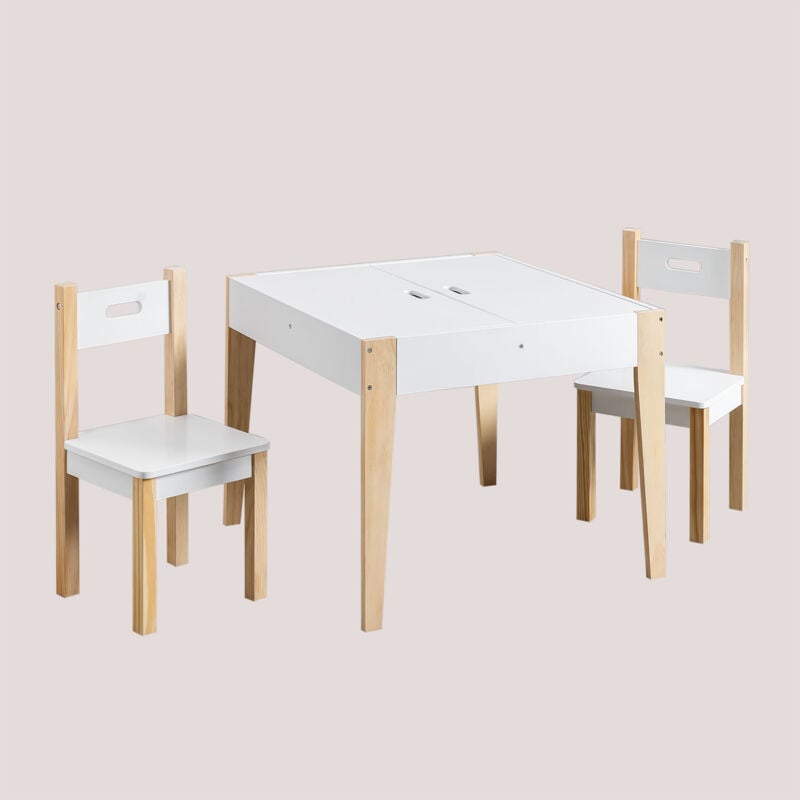 foto del prodotto set tavolo lavagna con contenitore e 2 sedie in legno belfy kids sklum