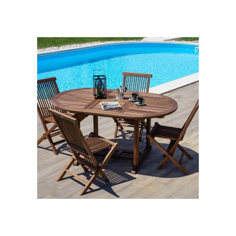 immagine 0 del prodotto set tavolo ovale allungabile e 4 sedie pieghevoli