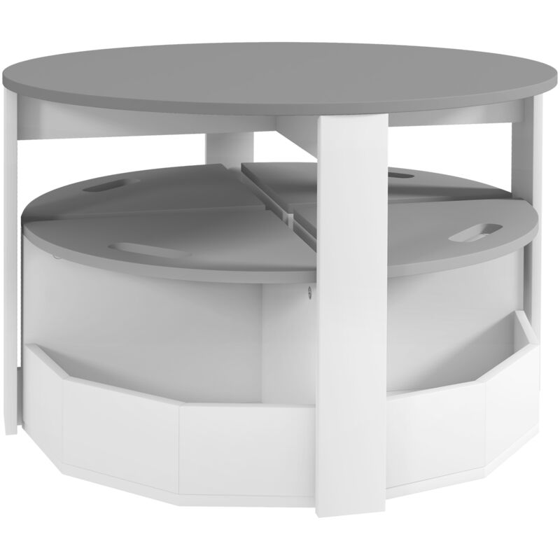 foto del prodotto set tavolo per bambini e 4 sgabelli con vano contenitore legno grigio aiyaplay