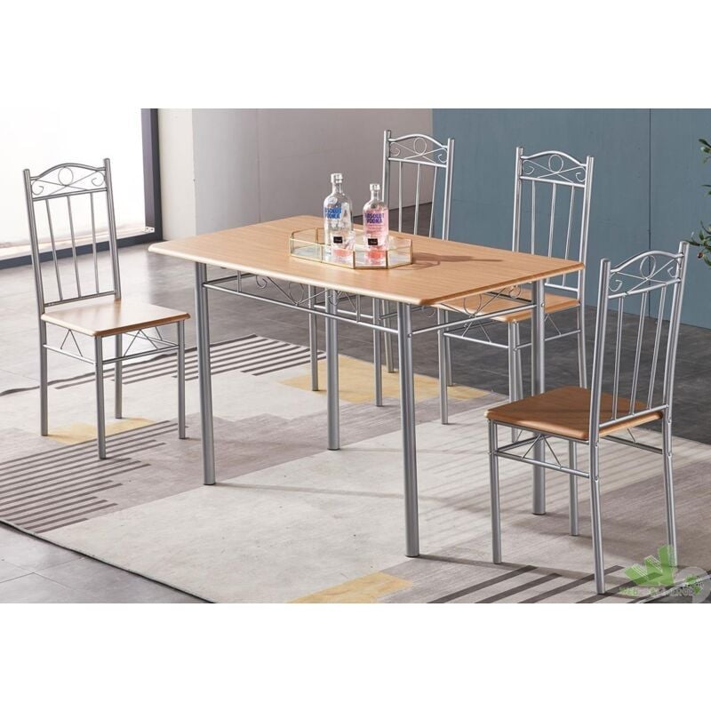 foto del prodotto set tavolo rettangolare 120x70xh75 cm 4 sedie mdf colore legno o marmo