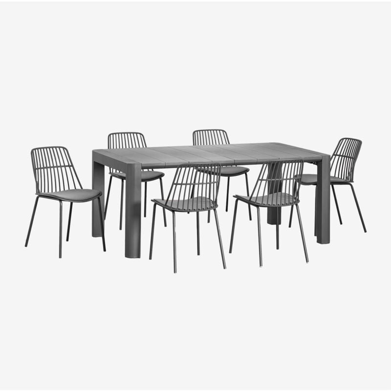 foto del prodotto set tavolo rettangolare arnadine 180x100 cm e 6 sedie da giardino maeba sklum
