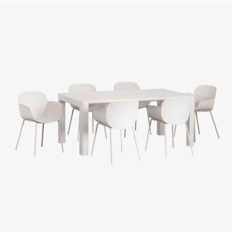 foto del prodotto set tavolo rettangolare arnadine 180x100 cm e 6 sedie da pranzo lynette sklum