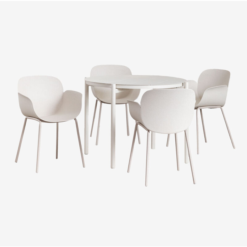 foto del prodotto set tavolo rotondo in alluminio elton 110 cm e 4 sedie da giardino lynette sklum