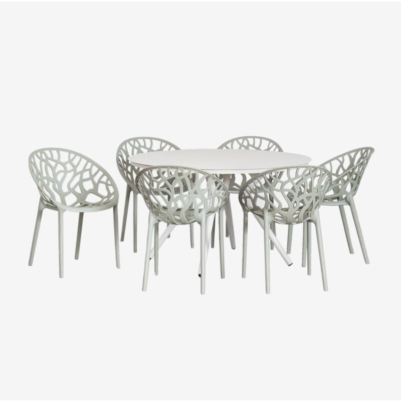 foto del prodotto set tavolo rotondo in alluminio valerie 125 cm e 6 sedie da giardino ores sklum