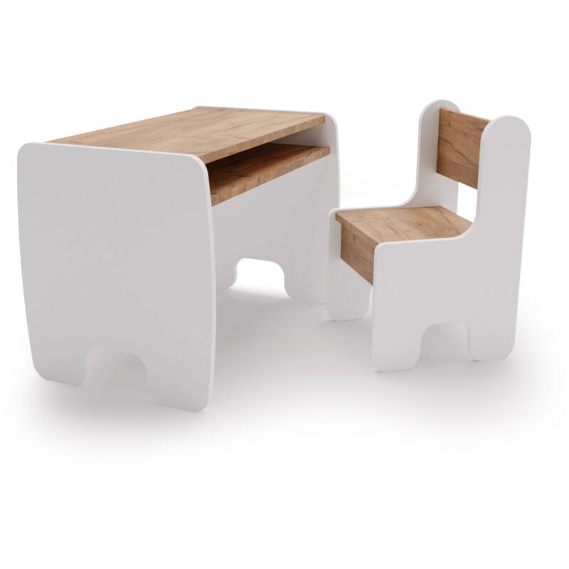 foto del prodotto set tavolo sedia per bambini colore bianco rovere oro artigianale