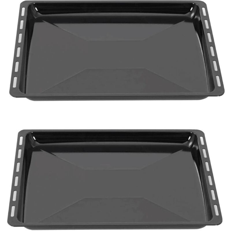 foto del prodotto set teglia da forno icqn 455 x 375 x 30 mm, 2 teglie smaltate per forno e piano cottura, adatta per bosch, siemens, neff, constructa, flavel, simfer,