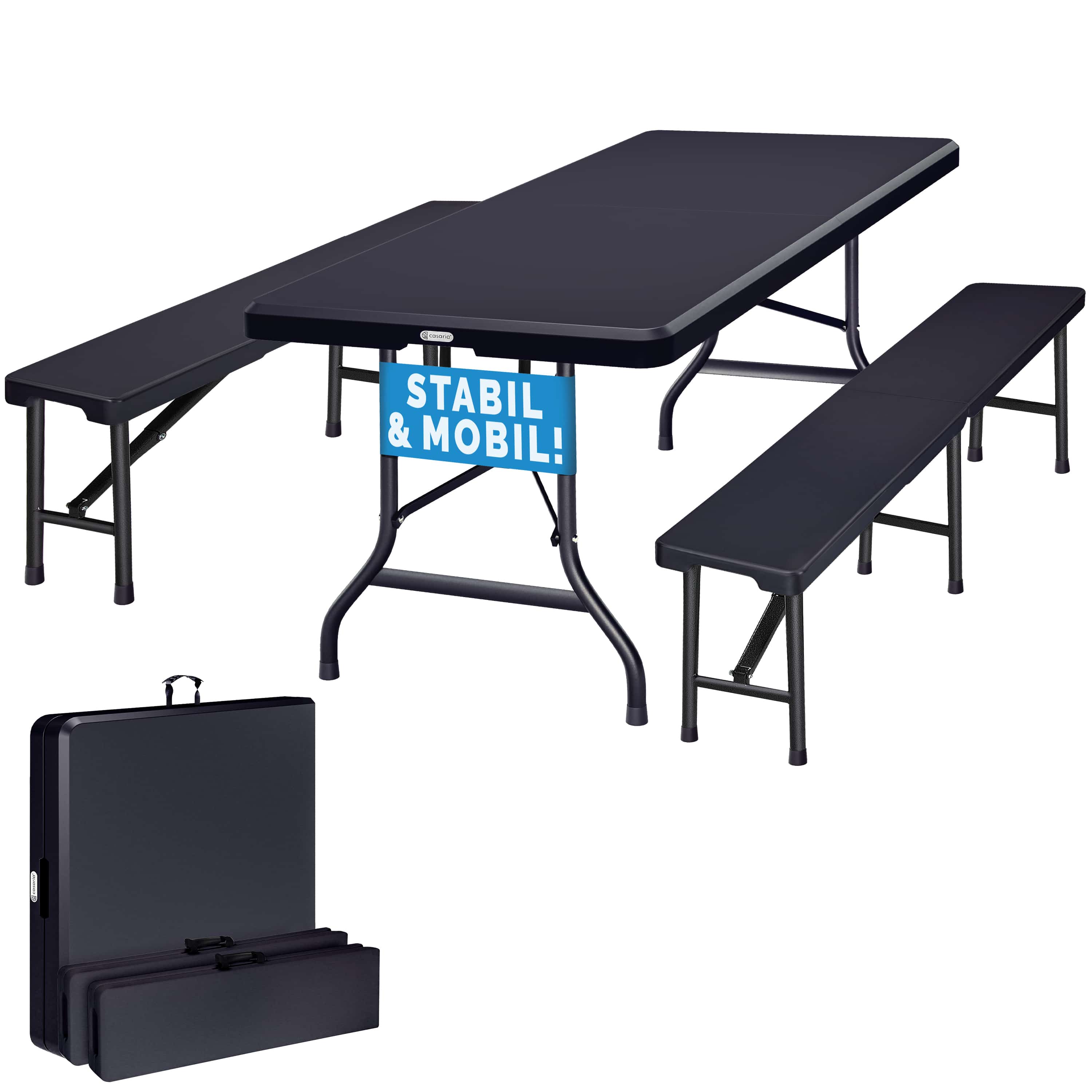 foto del prodotto set tenda da birra 3 pezzi in plastica antracite 183 cm