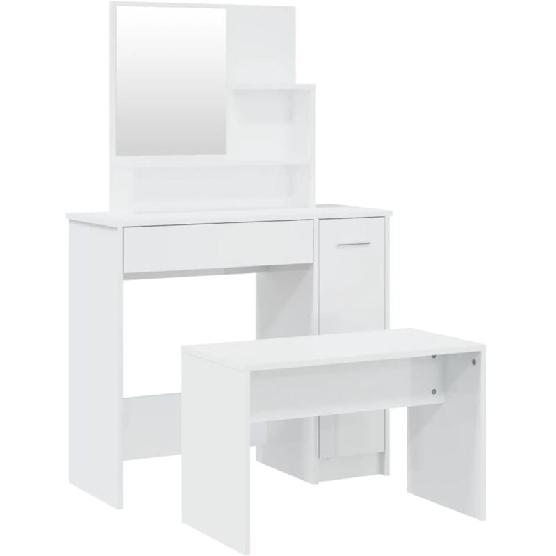foto del prodotto set toeletta mobile per camera da letto 86,5 x 35 x 136 cm bianco lucido