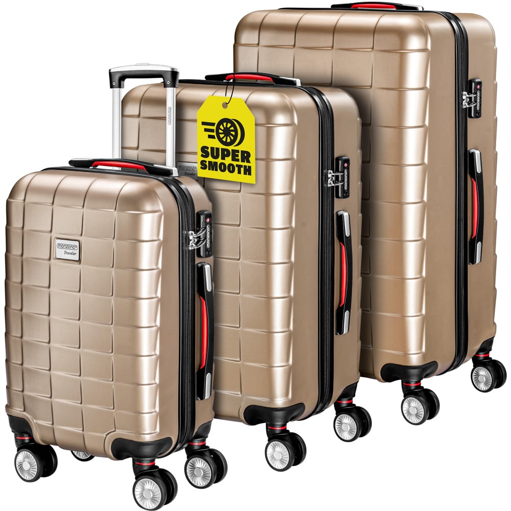 foto del prodotto set tolley exopack chiusura tsa 3 pezzi crema m,l,xl
