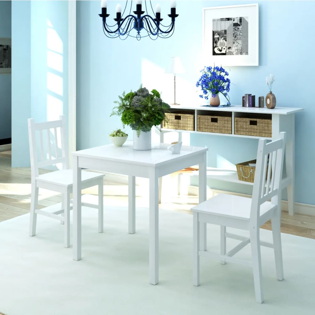 foto del prodotto set tre pezzi da pranzo in legno di pino bianco vidaxl
