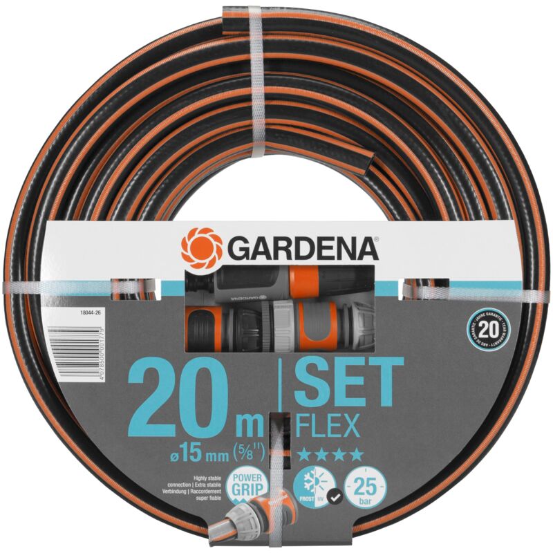 foto del prodotto set tubo acqua da giardino comfort flex 20m, 15mm 5 8 lancia e raccordi, per irrigazione e giardinaggio 18044 26 gardena