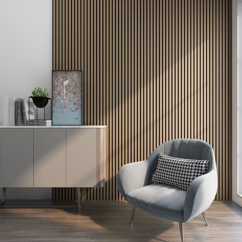 foto del prodotto set vang di 4 pannelli fonoassorbenti decorativi noce chiaro neu.holz