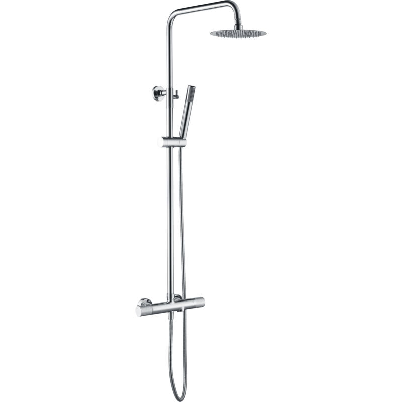foto del prodotto set vasca e colonna doccia con rubinetto asta doccia con rubinetteria termostatica in cromo termostatico per vasca