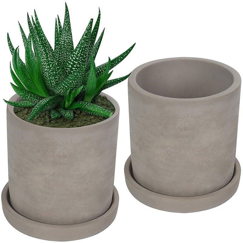 foto del prodotto set vasetti portafiori interni piante grasse cemento coppia vaso decorativo