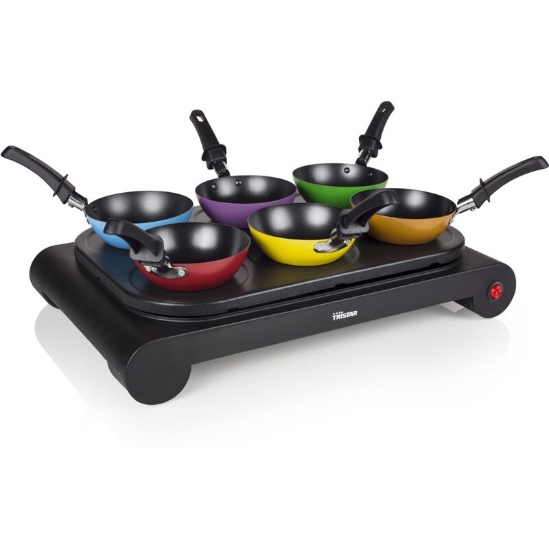foto del prodotto set wok per party bp 2827 utilizzabile anche per cucinare crepe e come piastra elettrica potenza 1000 w tristar