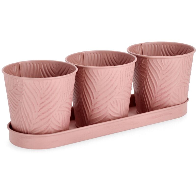 foto del prodotto set3 vaso benji in metallo galvanizzato vassoio 33 x 11 x h 10,6 cm salvia