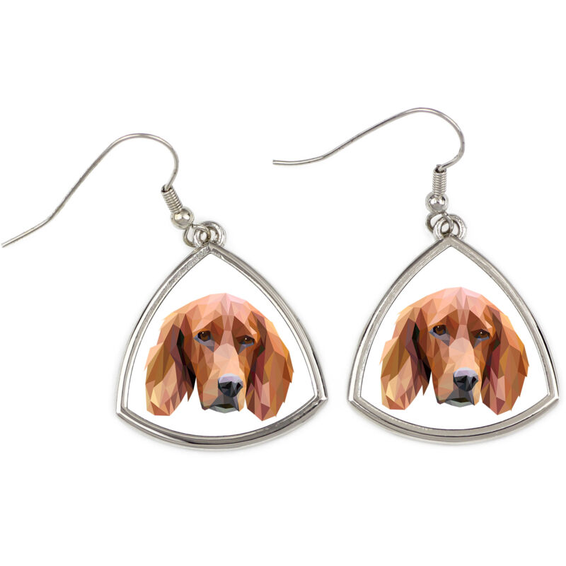 foto del prodotto setter inglese, laverack - orecchini con foto e scritta cane geometrico art-dog