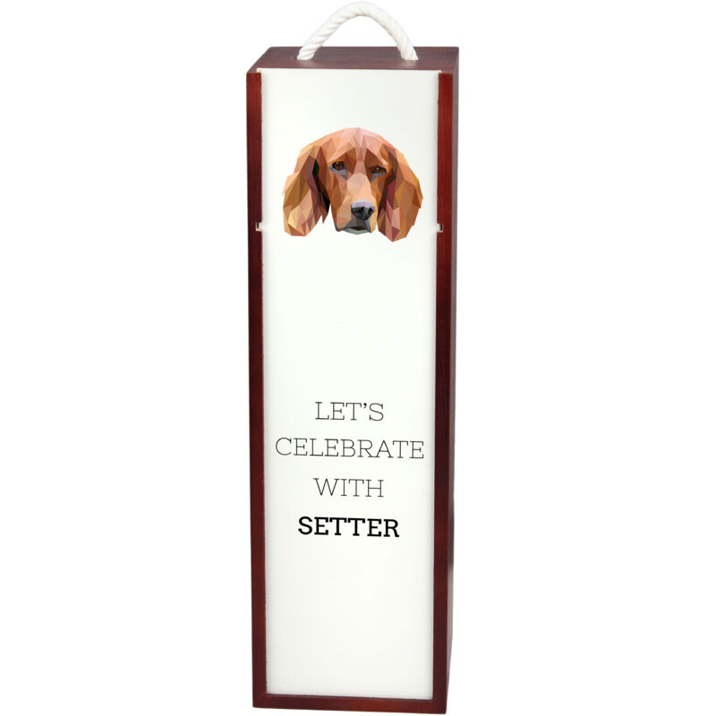 foto del prodotto setter inglese, laverack scatola geometrica con foto e scritta per il vino di art dog