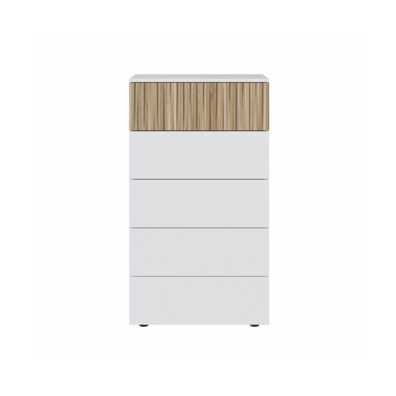 foto del prodotto settimanale 61x40x109 cm con 5 cassetti bianco artik e naturale edera