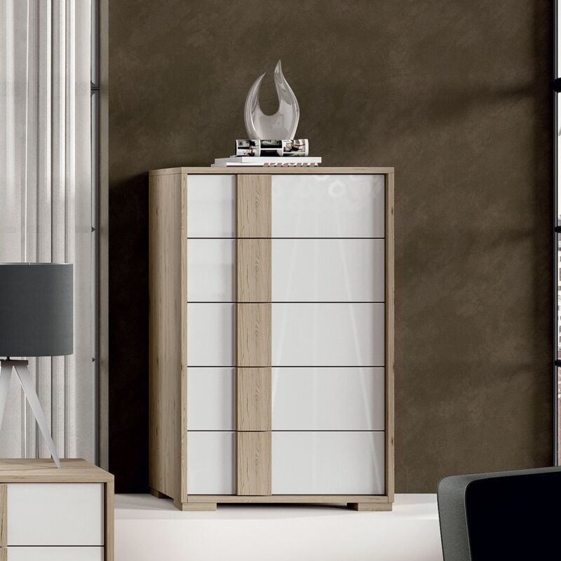 foto del prodotto settimino 5 cassetti grigio o bianco l 75 diana bianco