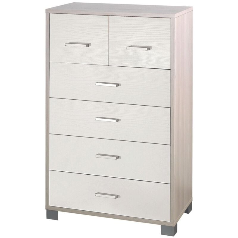 foto del prodotto settimino alto como 70 bianco olmo 6 cassetti cassettiera camera da letto mobile