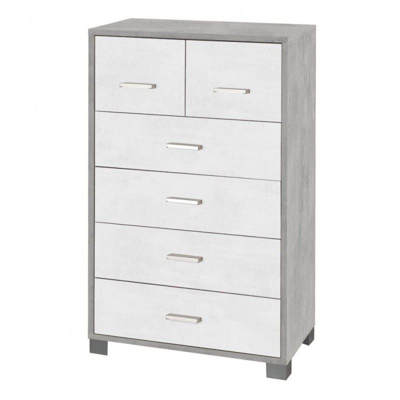 foto del prodotto settimino alto da camera sei cassetti cemento bianco 70x41x h112 cm