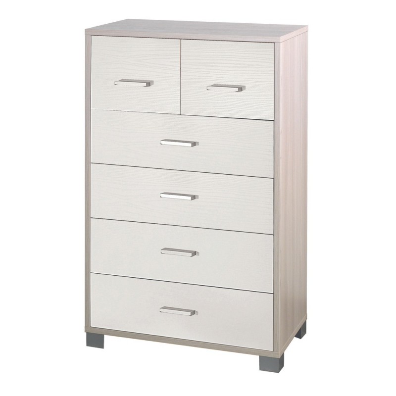 foto del prodotto settimino alto da camera sei cassetti olmo bianco 70x41x h112 cm