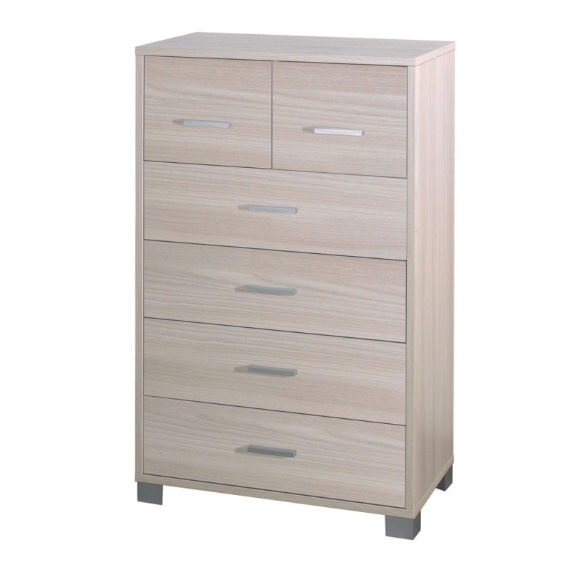 foto del prodotto settimino alto da camera sei cassetti olmo chiaro 70x41x h112 cm