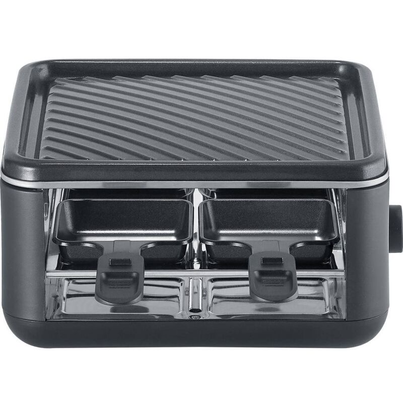 foto del prodotto severin 2360 raclette rivestimento antiaderente, 4 vaschette, funzione grill, spia luminosa nero