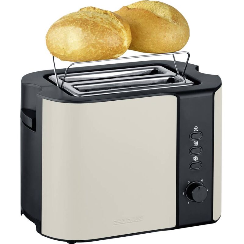 foto del prodotto severin 9576 tostapane spia luminosa, con griglia scaldabriosche integrata beige, nero