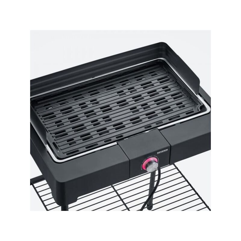 foto del prodotto severin pg8568 barbecue elettrico a libera installazione, 2200 w, griglia in alluminio pressofuso, vaschetta per l acqua che
