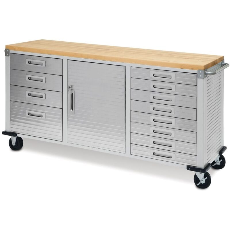 foto del prodotto seville classics il banco da lavoro mobile con12 cassetti, 182,9 x 50,8 x 95,2 cm, grigio