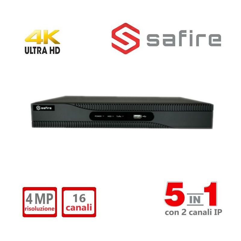 foto del prodotto sf htvr6216ap hevc dvr 16ch 2 ip 4mp safire