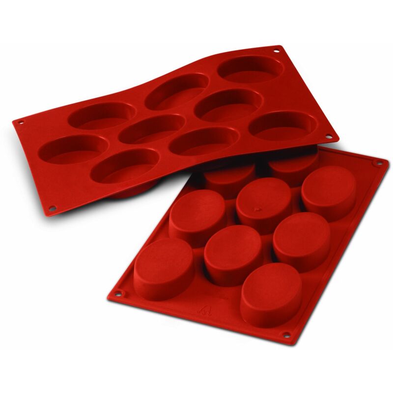 foto del prodotto sf018 ovali stampo in silicone 70x50 h 20 mm, rosso, m silikomart