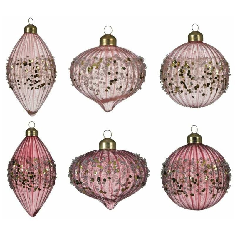 foto del prodotto sfera decorazione glitter forme assortite rosa