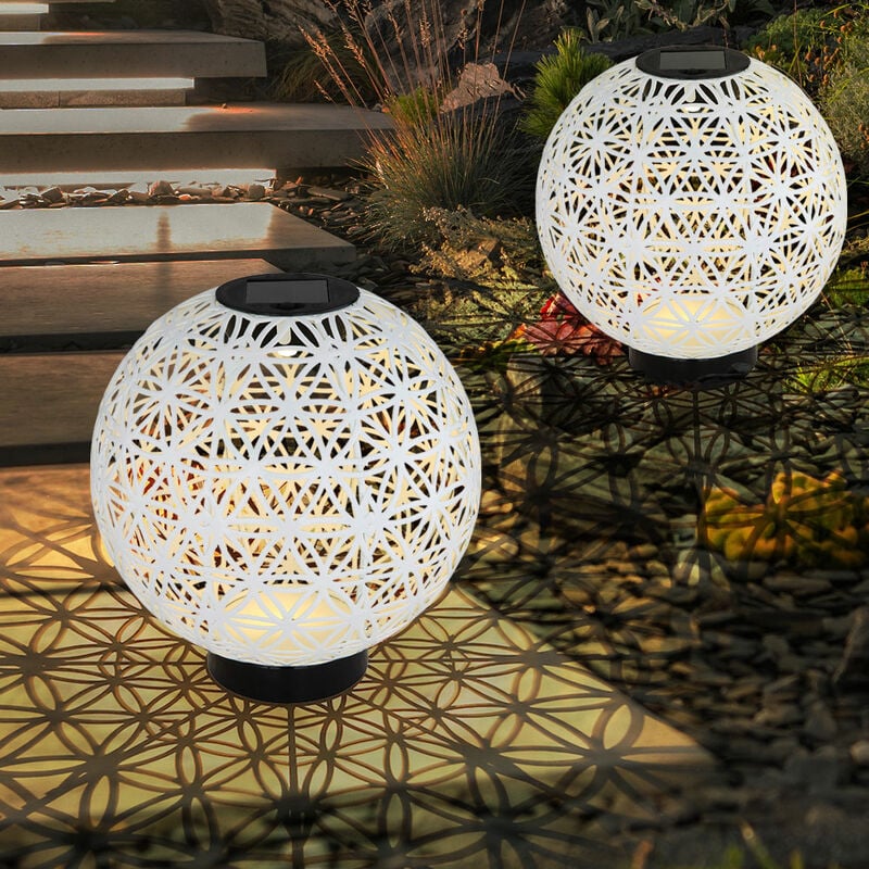 foto del prodotto sfera, luci solari per esterno, lampada solare, sfera orientale, sfere led da giardino, solare, effetto cemento con effetto luce bianca, 1x led