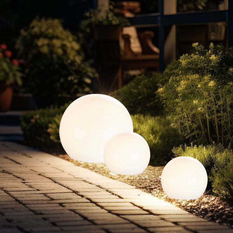 foto del prodotto sfera luminosa solare da giardino, lampada solare a led, decorazione da giardino, sfera solare per esterni, con picchetto, tempo di illuminazione