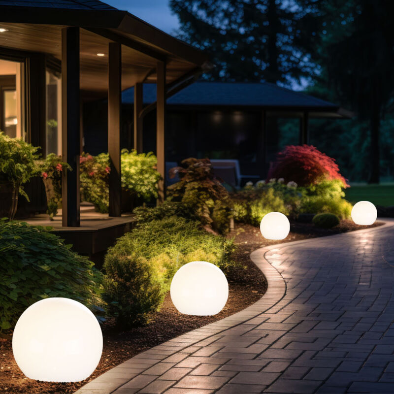 foto del prodotto sfera luminosa solare da giardino, lampada solare da 10 cm, decorazione da giardino a led, sfera solare per esterni, piccola, tempo di illuminazione