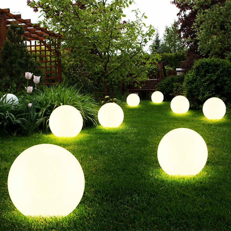foto del prodotto sfera luminosa solare da giardino led decorazione da giardino sfera solare per esterni 20 cm sfera luminosa solare, durata della luce circa 6-8 ore, h 62 cm, set da 8