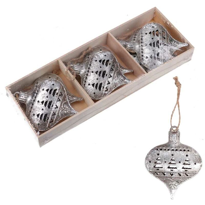 foto del prodotto sfera metallo confezione 6pz argento cm21x8h3