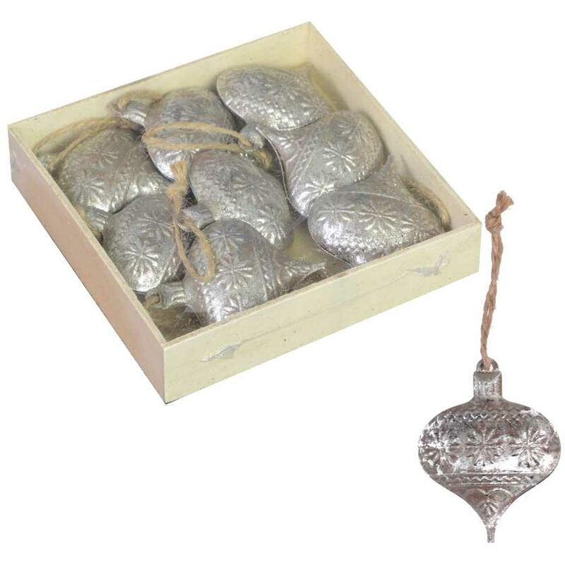 foto del prodotto sfera metallo confezione 8pz argento cm12x12h3