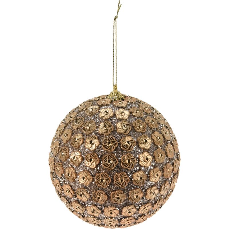 foto del prodotto sfera per albero di natale in pv con pailettes color champagne decorazione natalizia 12 cm