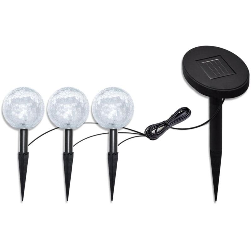 foto del prodotto sfera solare a led 3 pezzi diametro 9,5 cm illuminazione decorativa