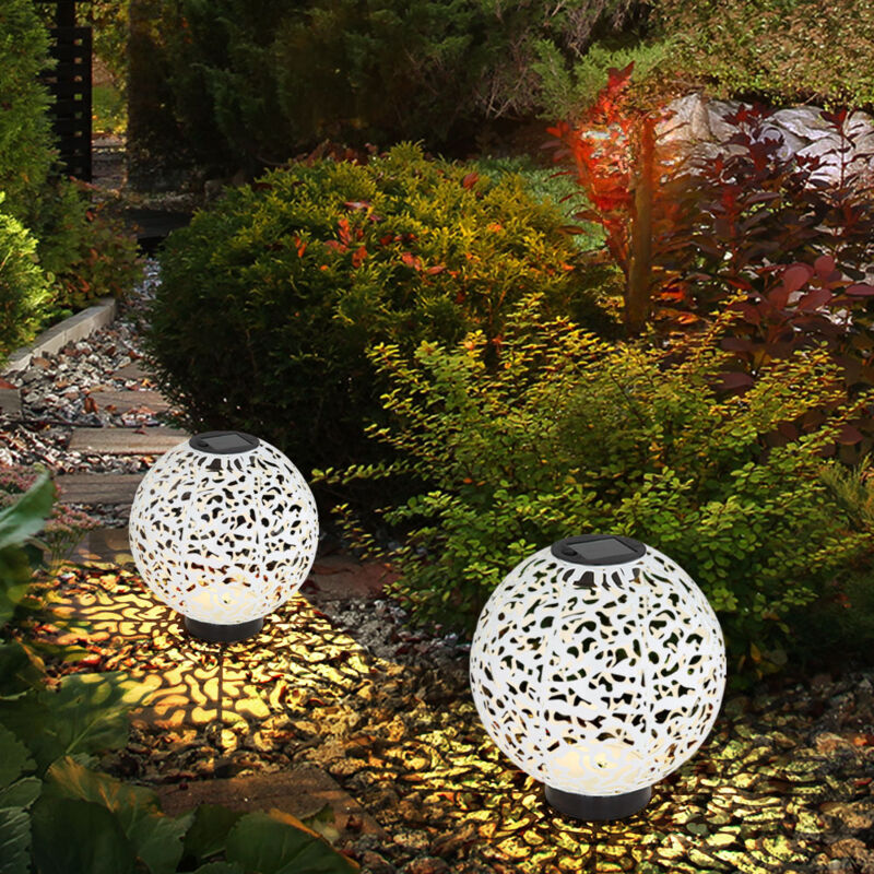 foto del prodotto sfera solare lampada solare sfera da giardino per esterni led 20 cm balcone luce decorativa, effetto luce design orientale effetto cemento, 3000k,