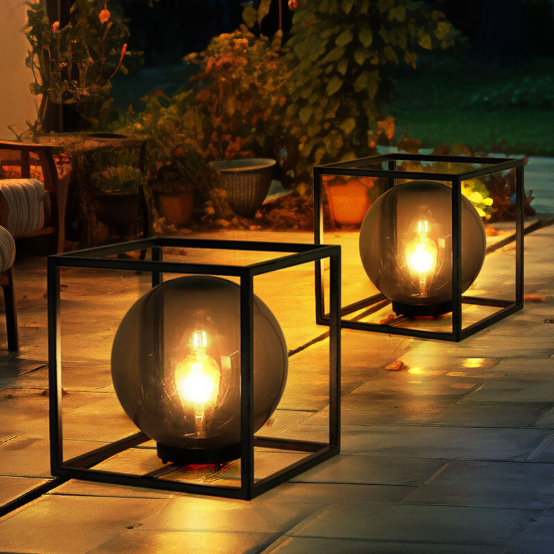 foto del prodotto sfera solare per decorazione giardino esterno luci a sfera solare da esterno 23 cm, struttura in metallo nichel antico fumo di plastica, retro edison