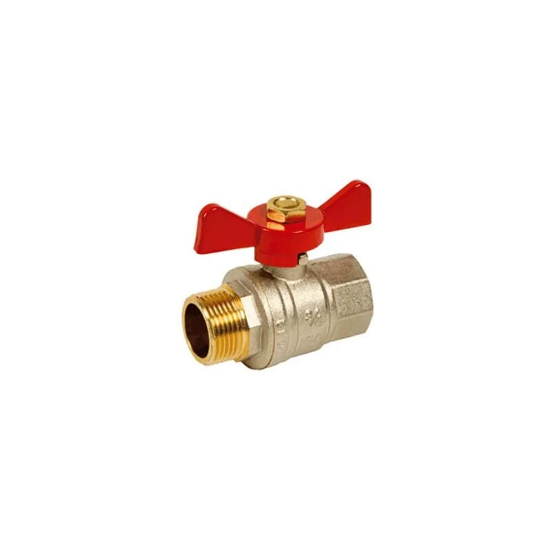 foto del prodotto sferaco valvola a sfera in ottone pn40 maschio e femmina maniglia a farfalla rossa, 20x27
