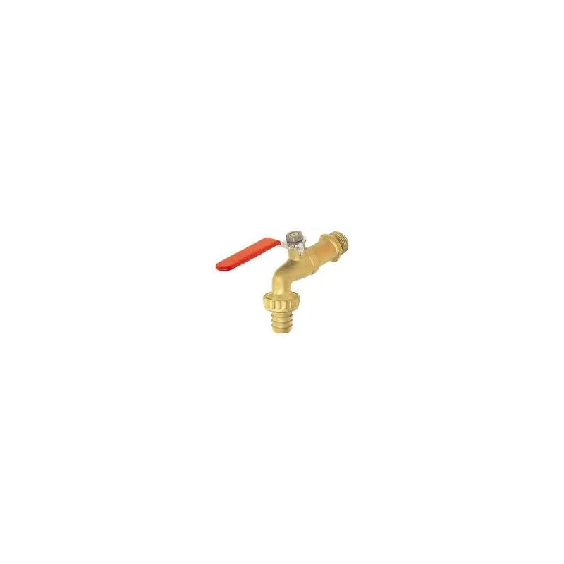foto del prodotto sferaco valvola per irrigatori 15x21 20x27 1 2 3 4 in ottone spazzolato con maniglia piatta in acciaio rosso.