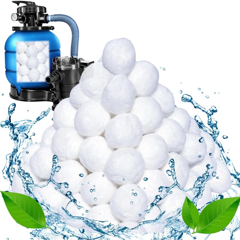 foto del prodotto sfere filtranti per sistemi di filtrazione a sabbia, sfera filtrante per piscina da 1300 g, pu sostituire 50 kg di sabbia filtrante