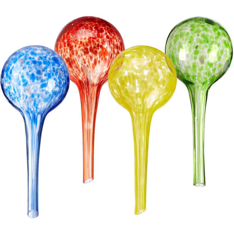 foto del prodotto sfere per irrigazione, 15x6 cm, set da 4 irrigatori automatici per piante e fiori in vacanza, vetro, colorato relaxdays